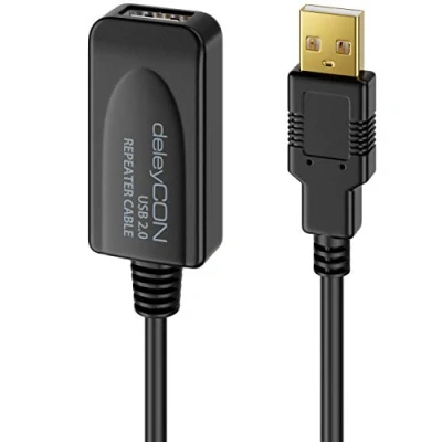 Abbildung von deleyCON 5m Aktives USB 2.0 Kabel Aktive Verlängerung mit Signalverstärker USB2.0 Repeaterkabel Verlängerungskabel PC Computer Drucker Scanner