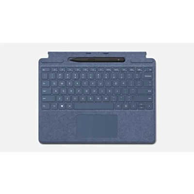 Abbildung von Microsoft Surface Signature Keyboard Blau Saphir + Eingabestift Slim Pen 2, kompatibel mit Pro 8, 9 und X (AZERTY Tastatur)