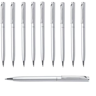 Abbildung von noTrash2003 10er Set Metall Kugelschreiber IN schlanker Form, eleganter Drehkugelschreiber für Büro und Arbeitsplatz JETZT AUCH RECYCLING ALUMINIUM
