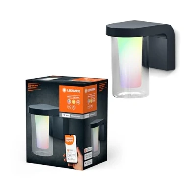 Abbildung von LEDVANCE SMART+ WI FI CASCADE RGBW 18cm dimmbare LED Wandleuchte dunkelgrau für Außen mit hochwertigem Aluminium Gehäuse, RGB Farbsteuerung, 10 W, 3000 Kelvin warmweiß, 420 Lumen, IP44
