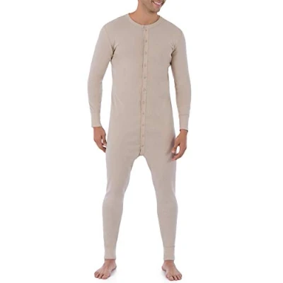 Abbildung von Fruit of the Loom Herren Premium Thermal Union Suit Pyjamahose, Haferflocken (Oatmeal), Medium