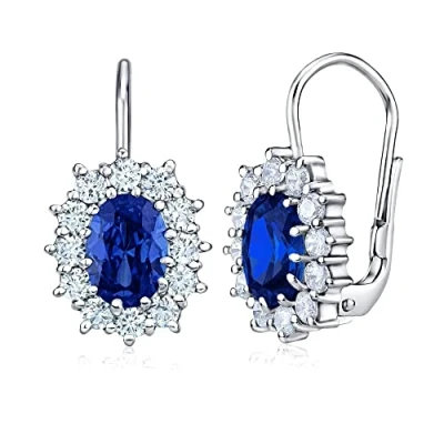 Abbildung von SILVEGO Damen Ohrringe aus 925 Sterling Silber mit synthetichem Saphir Ohrhänger zum Ring der Prinzessin Kate