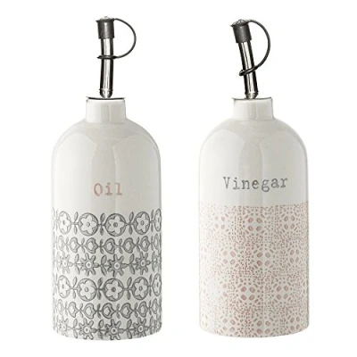 Abbildung von Bloomingville Essig Öl Flaschen Cecile Retro und Set Ø 7,0 x H 20 cm, grau rosa, Keramik, 2er