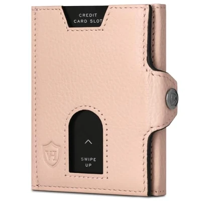 Abbildung von VON HEESEN Slim Wallet mit Münzfach &amp; RFID Schutz Leder Geldbörse Herren klein Mini Geldbeutel Damen Portmonee Kartenetui Echtleder Karten Portemonnaie Kreditkartenetui Rose