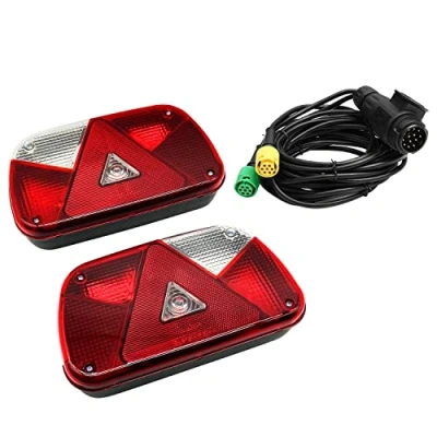 Abbildung von ETUKER 1Pair Anhänger Rückleuchten Kit Rückleuchte, 12V Universal Wasserdichte Rücklicht Kit, Mit 13 Polig Stecker 2 Stück 4m lang 6 Poilg Kabel, Für Wohnwagen/RV/LKW/Anhänger