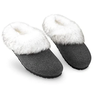 Abbildung von DUNLOP Hausschuhe Damen Plüsch, Pantoffeln mit Anti Rutsch Sohle, 37 41 (38 EU, Anthrazit, numeric_38)
