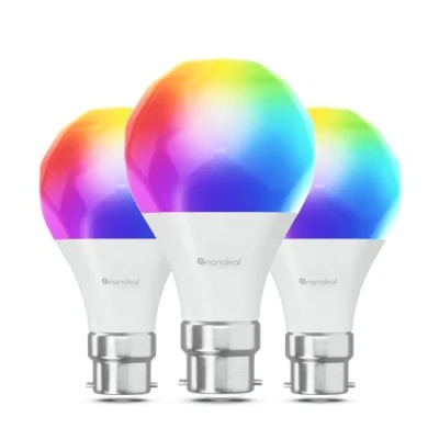 Abbildung von Nanoleaf Matter Essentials Glühbirne, 3 Smarten RGBW B22 LED Lampen über Thread, Bluetooth 16 Mio. Farben Lampen, Bildschirm Sync, Funktioniert mit Google Home Apple, Deko und Gaming
