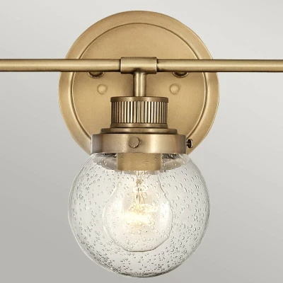 Abbildung von Elstead Lighting QN POPPY3 HB BATH QUINTIESSE Wandleuchte Poppy E27 3x40W IP44 Stahl, Messing; Glas klar L:18.3cm H:25cm B:61.5cm dimmbar