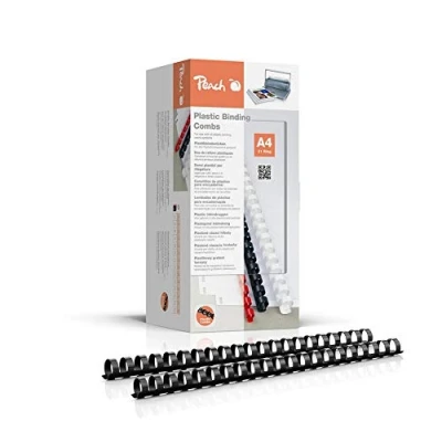 Abbildung von Peach Plastikbinderücken A4 16mm 145 Blatt 100 Stück schwarz PB416 02