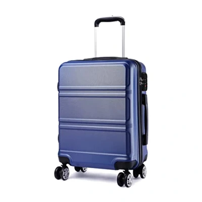 Abbildung von KONO Trolley Handgepäck Koffer 55cm Leicht Hartschalenkoffer Reisekoffer mit 4 Rollen und TSA Schloss, 55x40x22cm, 39Liter, Zwillingsrollen Rollkoffer, ABS Hartschale (Dunkelblau, M)