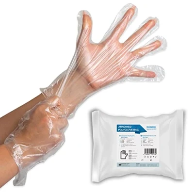 Abbildung von 100 ARNOMED PE Einmalhandschuhe Einweg Herren, Handschuhe im Beutel, Haushaltshandschuhe für Lebensmittel transparent, Schutzhandschuhe zum Haare färben, dünne Handschuhe, Dieselhandschuhe
