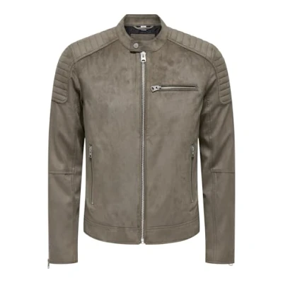 Abbildung von Only &amp; Sons Onsgus Racer Jacket Kunstlederjacke, Herren, Größe: Small, Brown