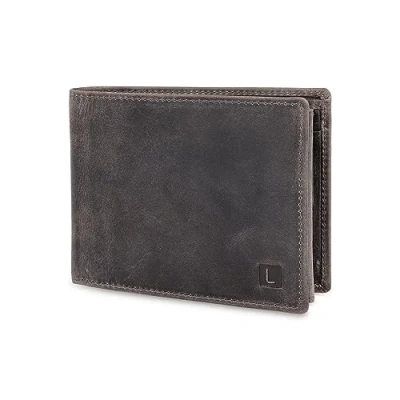 Abbildung von LEDEROW Geldbörse Herren Leder Hunter Grau Querformat Geldbeutel inkl. Geschenkbox Männer Portemonnaie RFID Schutz mit Münzfach Portmonee Wallet Brieftasche Mann groß (Hunter Grau)