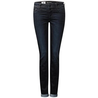 Abbildung von Street One Damen Slim Jeans Style Jane, Dark Blue Rinsed Optic, 27W / 32L