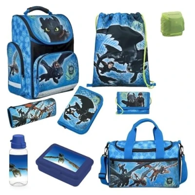 Abbildung von Familando Schulranzen 1. Klasse für Jungen und Mädchen · Dragons Schultasche Drachen ergonomisch &amp; leicht Set (9 teilig mit Sporttasche)