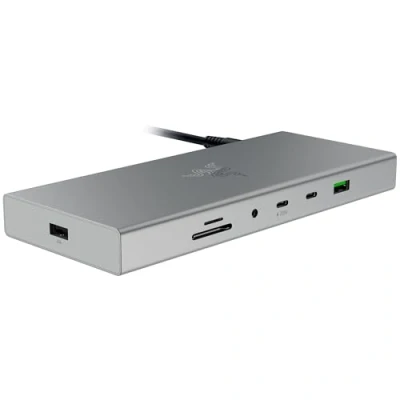 Abbildung von Razer USB 4 Dock High Speed für Gaming und Produktivität 14 Port Dual Display Unterstützung, Geräteaufladung (3X C, 5X A, HDMI, Gigabit Ethernet, 3.5mm Audio) Mercury