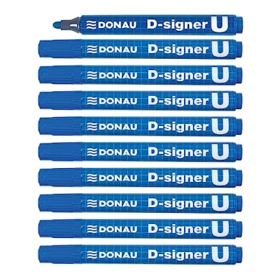 Abbildung von DONAU 7371001 10PL D Signer U Permanentmarker / 10 Stück/Blau/Rundspitz 2 4mm (Strich) Permanent Marker/Ungiftig/Wasserfest/auf Alkoholbasis