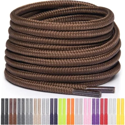 Abbildung von Miscly Schnürsenkel Rund Reißfest für Sportschuhe, Sneaker und Stiefel, Ø 4 mm (91 cm, Braun)
