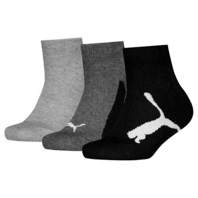 Abbildung von PUMA Unisex Kids BWT Recycled Cotton Quarter Sock, White/Grey/Black, 39/42 (3er Pack)