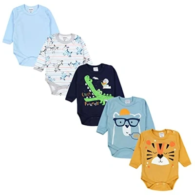 Abbildung von TupTam Jungen Baby Body Langarm Unifarben 5er Pack, Farbe: Farbenmix 9, Größe: 80