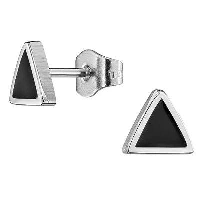 Abbildung von Traveller Ohrstecker Herren Edelstahl Dreieck Schwarz Made in Germany 7 mm 171003