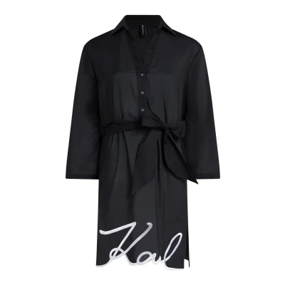 Abbildung von KARL Lagerfeld DNA Signature Sheer Beach Strandaccessoire, Damen, Größe: Large, Black