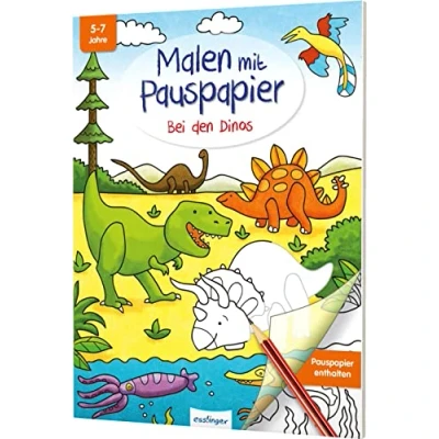 Abbildung von Malen mit Pauspapier: Bei den Dinos: Kreativbuch für Kinder