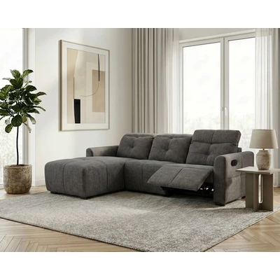 Abbildung von OTTO home Ecksofa "CAARLA Webstoff, L-Form, 261 cm, man. o. elektr. Relaxfunktion (USB)" mit USB-A und USB-C bei elektrischer Ausführung, Kopfteilverstellung