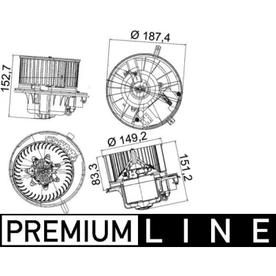 Abbildung von MAHLE ORIGINAL AB 149 000P Innenraumgebläse für Fahrzeuge mit Klimaautomatik Linkslenker integriertem Regler AUDI: A3 Hatchback, Sportback