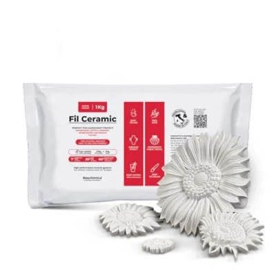 Abbildung von Reschimica Ungiftiges Gipspulver zum Gießen, geruchloser Keramikgips, Modelliergips, Gießpulver weiß für Hobbygebrauch und kreative Projekte, Weiß, DIY (1 kg)