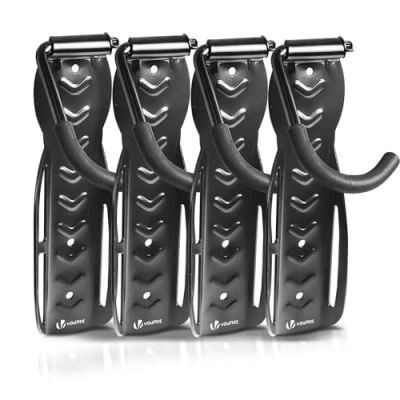 Abbildung von VOUNOT Fahrradhalter Wand 4er Set, Fahrrad Wandhalterung Fahrradhalterung Stahl, Fahrradständer zum Aufhängen, Ideal für Garage o. Keller, schwarz