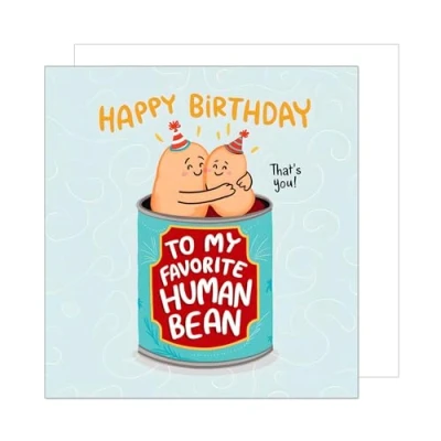 Abbildung von Edition Seidel Premium quadratische Geburtstagskarte mit Umschlag. Glückwunschkarte Happy Birthday Billet Karte für Mann Frau Human Bean lustig Humor (GQ328 SW024)