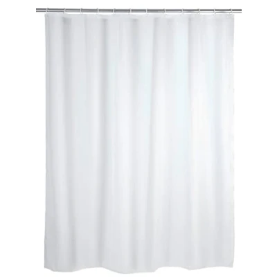 Abbildung von WENKO Duschvorhang Uni, Vorhang 180 x 200 cm aus recyceltem Kunststoff (PE), für Dusche und Badewanne, wasserdicht, inkl. 12 Duschvorhangringen, Weiß