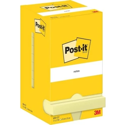 Abbildung von Post it Notizen Kanariengelb, Packung mit 12 Blöcken, 100 Blatt pro Block, 76 mm x mm, Farbe: Gelb Selbstklebende Notizzettel für Notizen, To Do Listen und Erinnerungen
