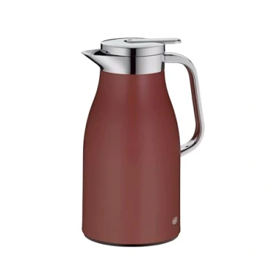 Abbildung von alfi SKYLINE 1.0l , med. red mat, Edelstahl Isolierkanne mit hygienischem Hartglaseinsatz, Drehverschluss bequemer Drucktaste, ergonomischer Griff, einer Hand, ideal als Kaffeekanne, Teekanne