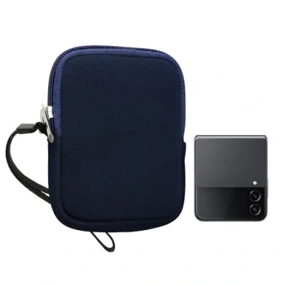 Abbildung von kwmobile Handytasche für Faltbare Smartphones XXS 3/3,5&quot; Neopren Hülle Dunkelblau XS Handy Tasche 10 x 8 2 cm Innenmaße Mini Geldbörse