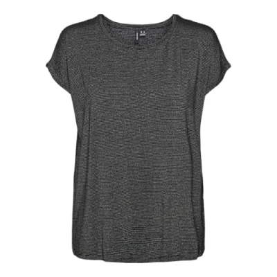 Abbildung von VERO MODA Damen VMLAVA Plain SS TOP Stripe GA T Shirt, Black/Stripes:Silver Lurex, XS