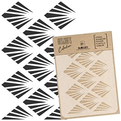 Abbildung von NAKLEO DIY Wiederverwendbare Kunststoff Schablone 15x21cm Art Deco Palme Kunst Handwerk Wand Malerei Muster Vorlage Scrapbooking Decoupage Stoff Möbel Holz