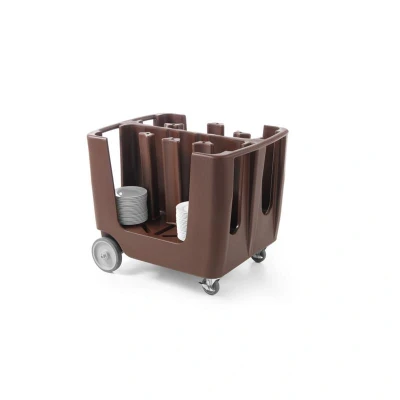 Abbildung von HENDI Tellerwagen 93 x 72 78,5 cm verstellbar Polyethylen mit 2 Feststellrollen Tellerdurchmesser von Ø 17 bis 33 Gastro