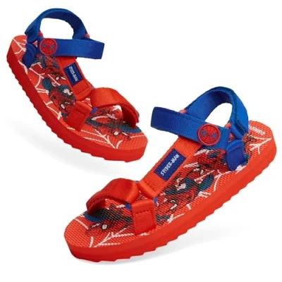 Abbildung von Marvel Spiderman Zehentrenner, Sommer Sandalen Jungen mit Verstellbaren Riemen Geschenke für Jungs (Rot, 34 EU)