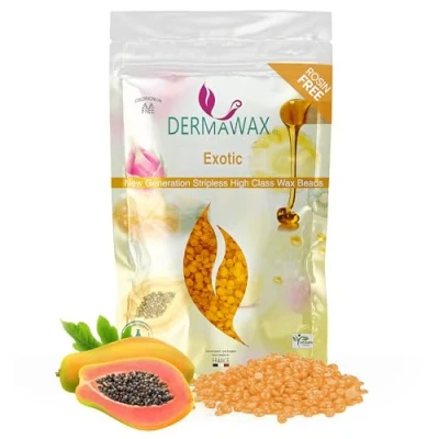 Abbildung von Dermawax 800g Exotic Vegan Hypoallergen Waxing Perlen zur Haarentfernung Brazilian Intim Bikinizone Achseln Rücken Enthaarung ohne Vliesstreifen (0,8 kg, Exotic)