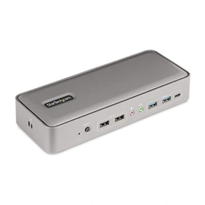 Abbildung von StarTech.com Dual Monitor USB C KVM Dockingstation für zwei Laptops, 2x 4K 60Hz DisplayPort Dock/KVM Switch, 5x USB, 90W/45W Power Delivery Notebooks, Windows/macOS (129UE USBC DOCK)