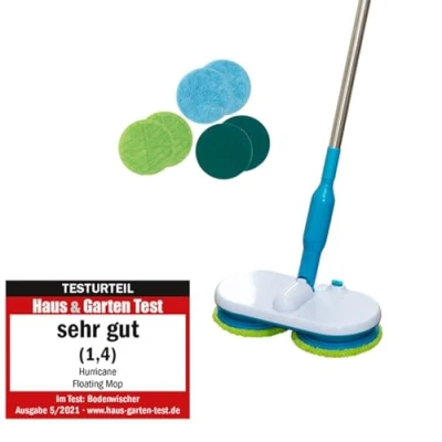 Abbildung von Hurricane Floating Mop elektrischer Bodenwischer Akku Wischer zum mühelosen Wischen, Schrubben und Polieren Ultra Leichter Wischmopp mit verschiedenen Mikrofaser Pads