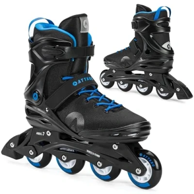 Abbildung von ATTABO Fitness Inline Skates Herren Cyclone Größe 43 EU Inliner Rollschuhe mit ABEC 7 Lager Räder PU 82A Halbharte TPR Komfort Stabilität Dreifache Anpassung Roller für Männer Schwarz/Blau