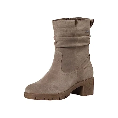 Abbildung von Tamaris Comfort Damen Stiefeletten mit Absatz aus Leder Warm Gefüttert Reißverschluss Fit, Braun (Taupe), 38 EU