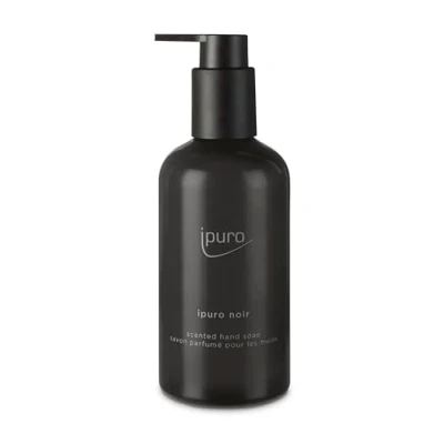 Abbildung von ipuro Classic NOIR Handseife 250ml Flüssigseife vegan, mit Rose, Patschuli, Eukalyptus und Kokos Orientalischer Duft Dermatologisch getestet Seifenspender Schwarz flüssige sanfte