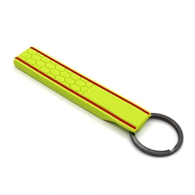Abbildung von CYK www. CoverYourKey .de Schlüsselanhänger Keytag mit Wabenstruktur Schlüsselhülle Anhänger Schlüsselband Wabe (Limegreen/Rot)