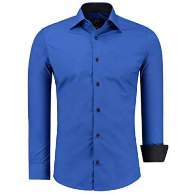 Abbildung von J&#039;S FASHION Herren Hemd Slim Fit Langarm Freizeithemd Pflegeleicht Bügelleicht Royalblau XXL