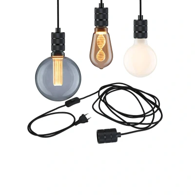 Abbildung von Paulmann 78436 Pendelleuchte Neordic Tilla inkl. Stecker ohne Leuchtmittel max. 20 Watt Hängeleuchte Schwarz Metall E27