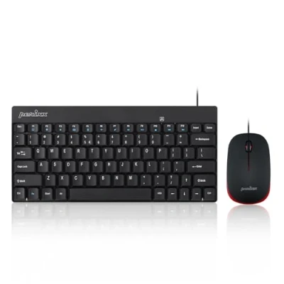 Abbildung von Perixx PERIDUO 212 Kabelgebundene Mini Tastatur und Maus Set, USB Anschluss, Schwarz, US Englisch Layout
